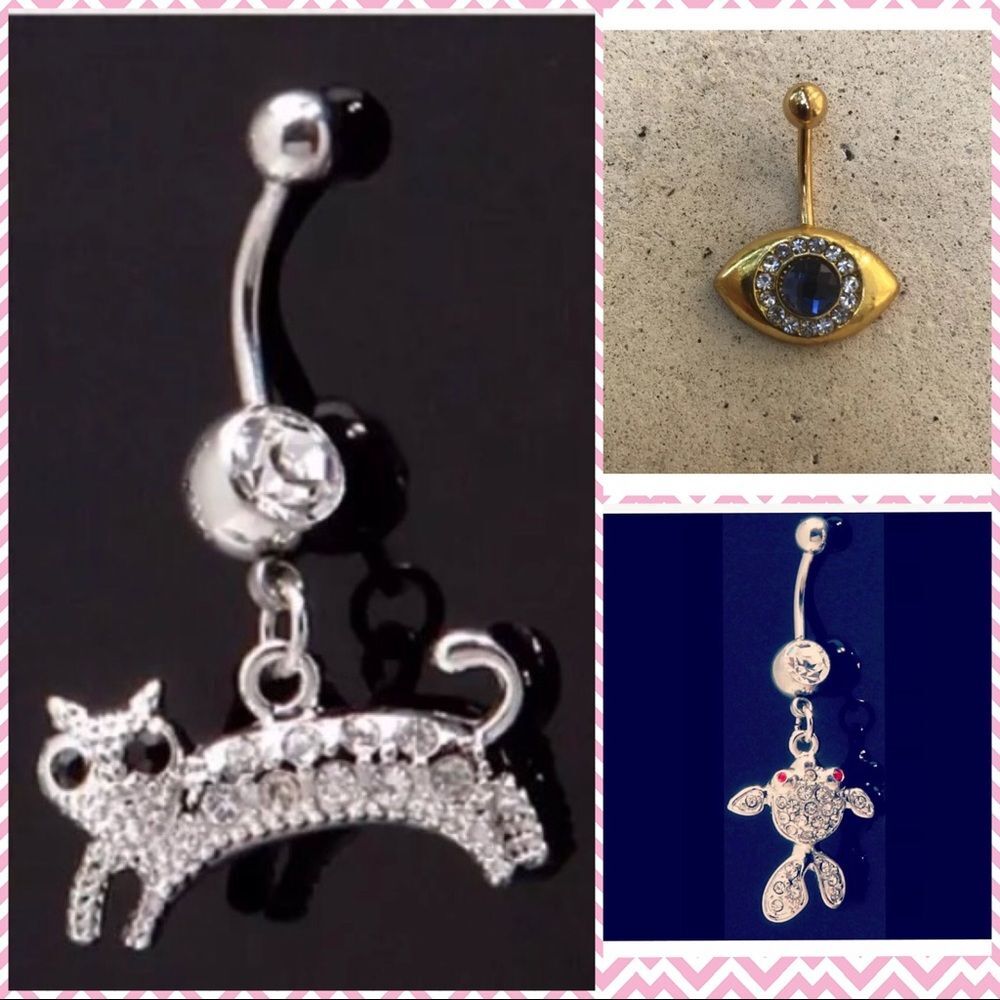 Lot of 3 Belly Navel Rings quality 316L Surgical Stainless CZS

All 3 included.